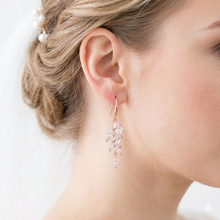 Laden Sie das Bild in den Galerie-Viewer, ELOISE | Elegant verspielte Braut Ohrringe in roségold mit Kristallen in Blüten Blattform