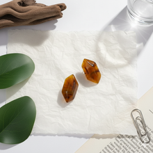 Laden Sie das Bild in den Galerie-Viewer, PENELOPE | Coole Resin Acryl Harz Ohrstecker braun marmoriert