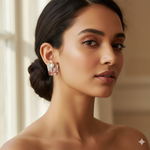 Laden Sie das Bild in den Galerie-Viewer, BRAYLEE | Trendy rosa graue Statement Retro 60s Acryl Resin Harz Ohrringe Ohrhänger Perlen beige rosa pink