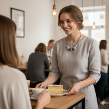 Laden Sie das Bild in den Galerie-Viewer, BLOMMA | Holz Halskette grau weiß gold