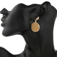 Laden Sie das Bild in den Galerie-Viewer, RITA | Braune Retro Chic Vintage Rattan Ohrringe Ohrhänger Kreis rund
