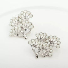 Laden Sie das Bild in den Galerie-Viewer, FOSETTE | Süße silberne Ohrstecker ist Astform mit kleinen weißen Perlen