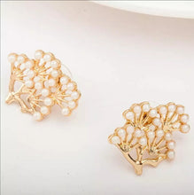 Laden Sie das Bild in den Galerie-Viewer, FOSETTE | Süße goldene Ohrstecker ist Astform mit kleinen weißen Perlen