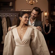 Laden Sie das Bild in den Galerie-Viewer, ARIANA | Mehrlagige goldene Halskette mit Blättern Münze und kleinen lila Kristall
