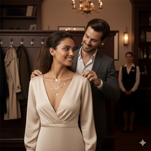 Laden Sie das Bild in den Galerie-Viewer, ARIANA | Mehrlagige goldene Halskette mit Blättern Münze und kleinen lila Kristall
