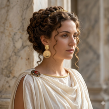 Laden Sie das Bild in den Galerie-Viewer, CERSEI | Atemberaubende goldene Statement Ohrringe mit Löwen Köpfen im römischen Stil
