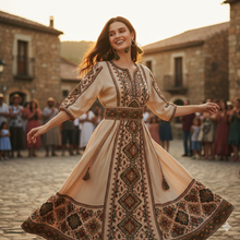 Laden Sie das Bild in den Galerie-Viewer, MAE | Coole Retro Bohemia Quasten Statement Ohrringe Ohrhänger Stecker gold grün khaki
