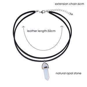 DIANA | Coole Choker Halskette mit spitzem Hexagon Anhänger aus Halbedelsteinen