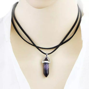 DIANA | Coole Choker Halskette mit spitzem Hexagon Anhänger aus Halbedelsteinen