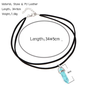 DIANA | Coole Choker Halskette mit spitzem Hexagon Anhänger aus Halbedelsteinen