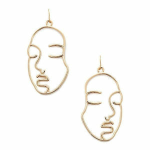 LEYDA | Elegante Ohrringe goldfarben im Picasso Gesicht Design