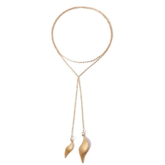 GABRIELLA | Schöne goldfarbene minimal Halskette mit süßen Blättern