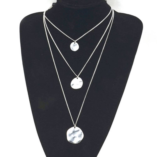 BELIZA | Süße silberne Multilayer Boho Halskette mit Coin Anhängern