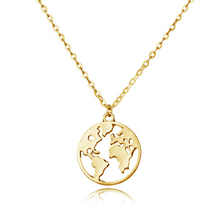 Laden Sie das Bild in den Galerie-Viewer, COLUMBUS | Schöne Halskette Collier mit Weltkugel Anhänger in gold
