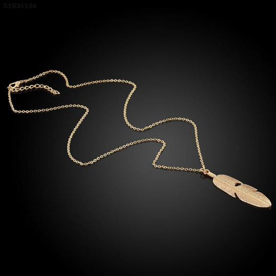 ARELY | Coole Western Boho Halskette Collier Feder Anhänger gold