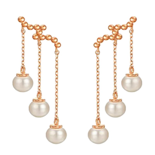 ASHLYN | Elegante roségoldene Ohrringe mit weißen Perlen