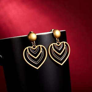 REI | Schöne Herz Statement Ohrringe Ohrhänger Ohrstecker gold