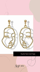 LEYDA | Elegante Ohrringe goldfarben im Picasso Gesicht Design
