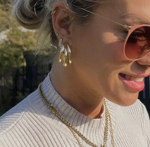 AUBREE | Goldfarbene 80er Retro Ohrringe 3er Hoop Creolen